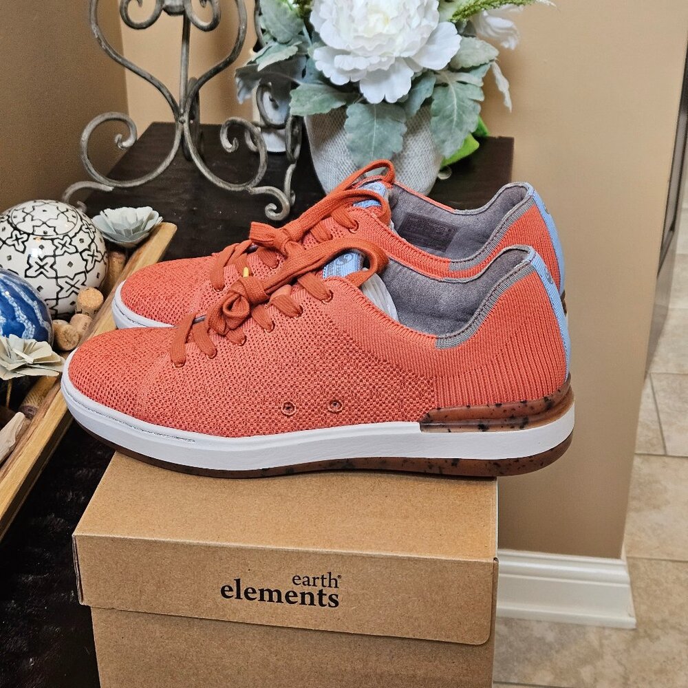 NIB Earth Elements Men's Anton Casual Knit Sneaker, Ginger Red/Coral - Picture 3 of 16